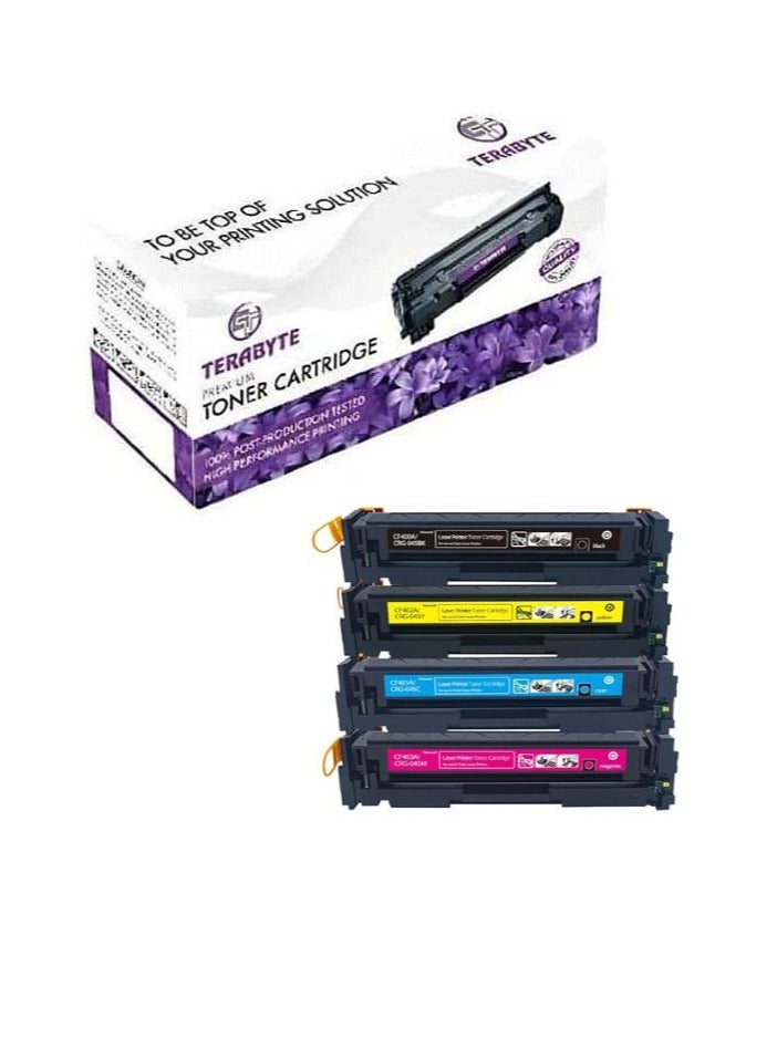Terabyte 201A CF400A (M/Y/C/B) Toner Cartridge 201A CF400A CF401A CF402A CF403A Compatible For HP Canon LaserJet Pro M252 MFP M277 MF632Cdw (201A / CF400A / CF401A / CF402A / CF403A) - Image 1