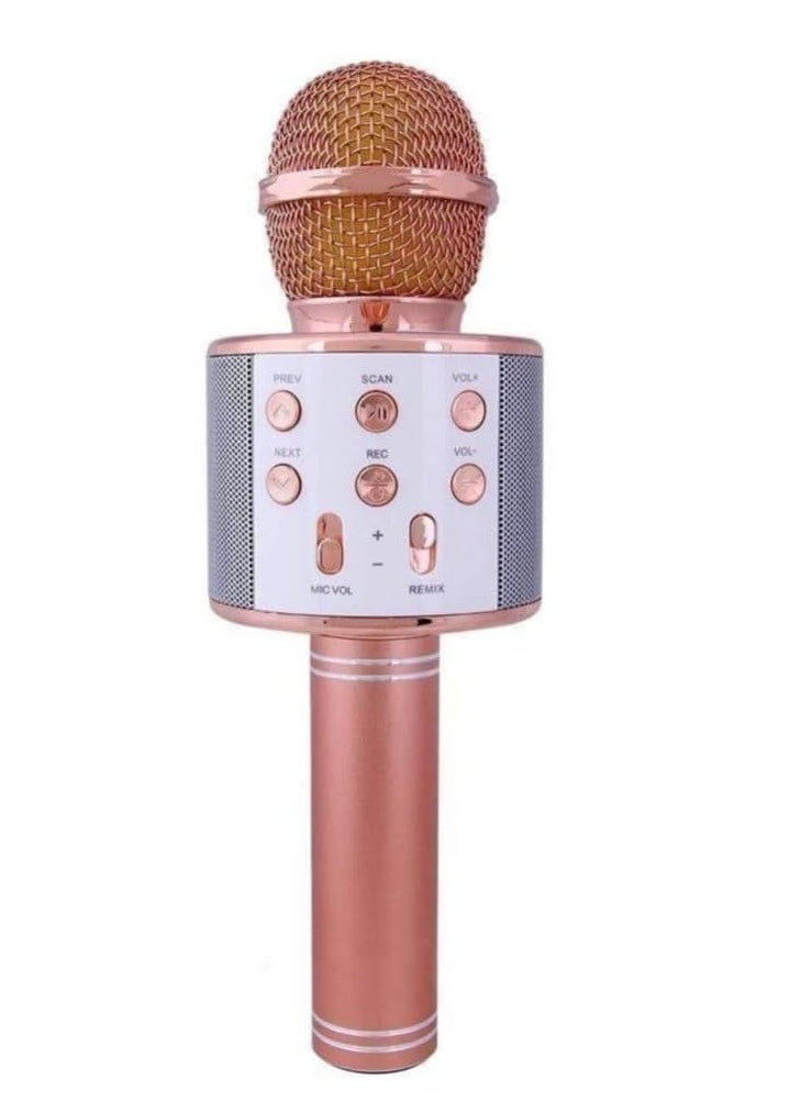 LIMITLESS Karaoke Wireless Microphone for Kids Toddler Microphone Mic Speaker Machine for Kids Party with LED Lights, Magic Sounds, Vocal Remover Compatible with iPhone, Android, iPad, PC (Rose Gold)  - Image 1