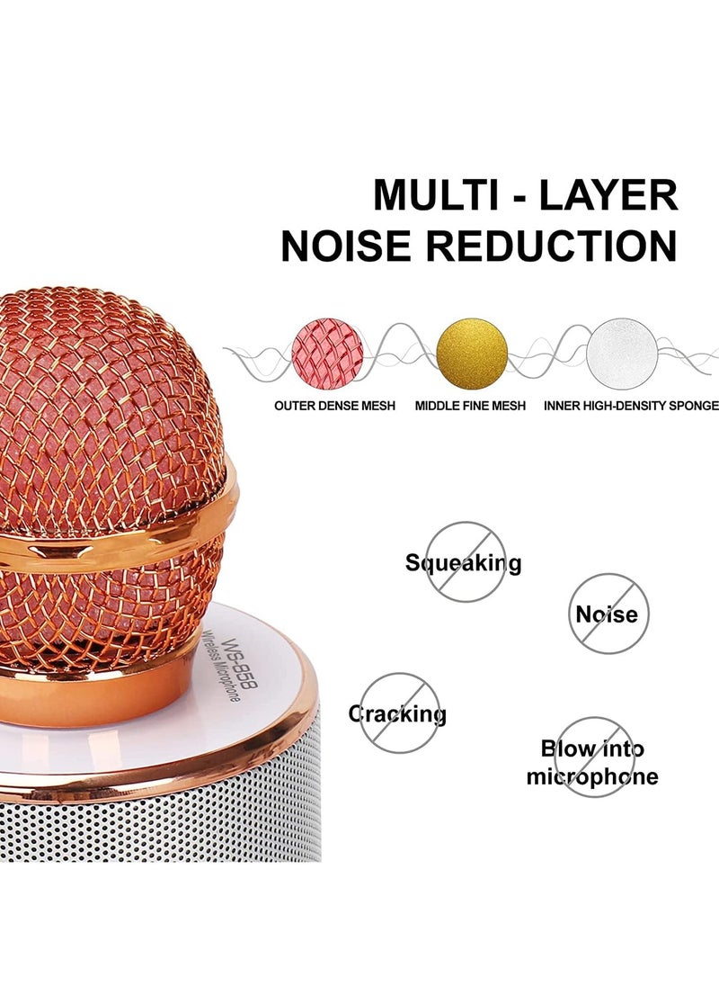 LIMITLESS Karaoke Wireless Microphone for Kids Toddler Microphone Mic Speaker Machine for Kids Party with LED Lights, Magic Sounds, Vocal Remover Compatible with iPhone, Android, iPad, PC (Rose Gold)  - Image 4