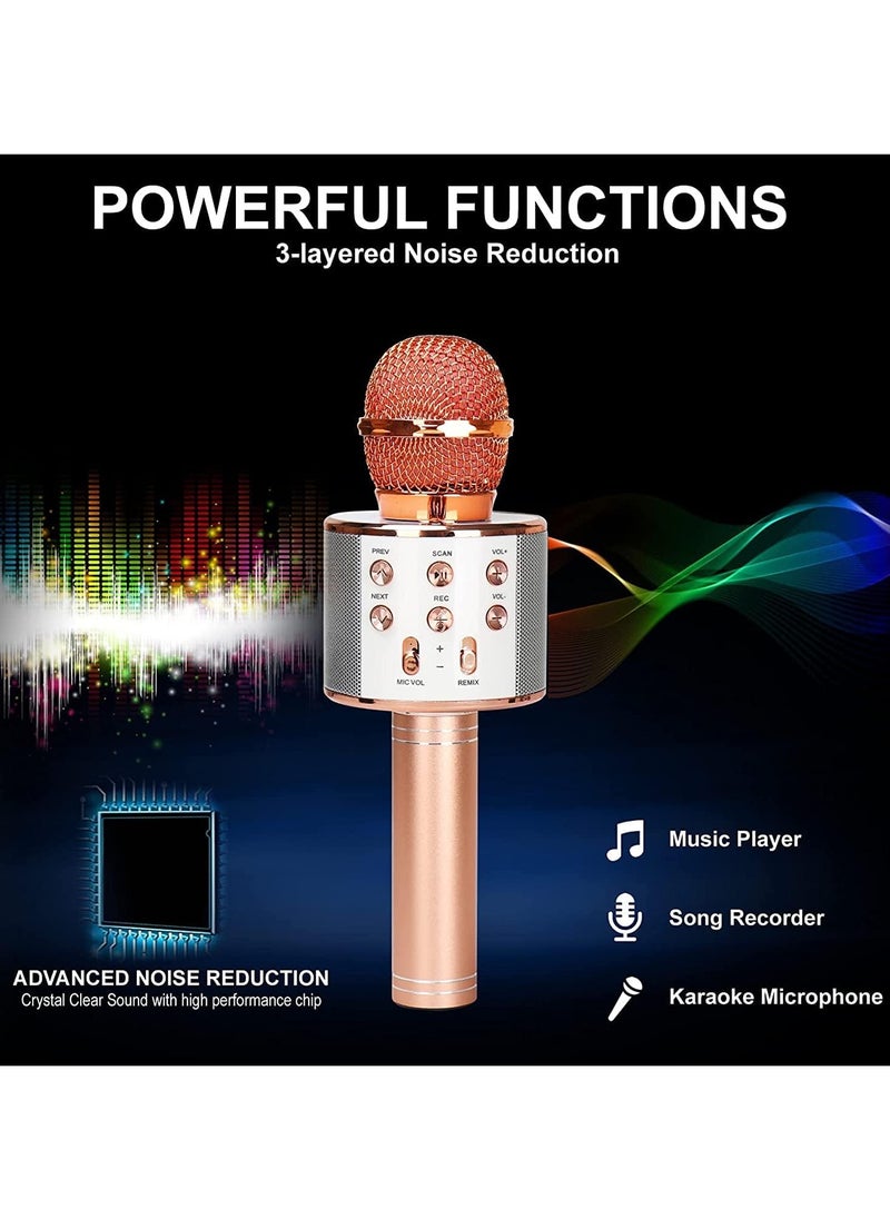 LIMITLESS Karaoke Wireless Microphone for Kids Toddler Microphone Mic Speaker Machine for Kids Party with LED Lights, Magic Sounds, Vocal Remover Compatible with iPhone, Android, iPad, PC (Rose Gold)  - Image 5
