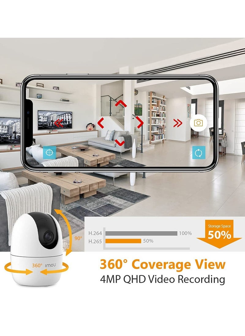 ايمو - كاميرا مراقبة منزلية ذكية رؤية ليلية ودرجة دوران 360 ومستشعر كشف الحركة وتدعم  ذاكرة حتى 256 جيجا بايت رينجر 2 دقة 5 ميجا 3K مع صوت ثنائي الإتجاه - Image 1