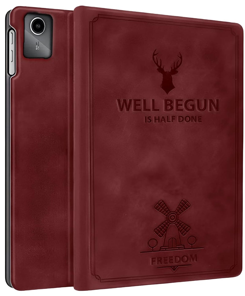 ProElite Cover for Lenovo Tab M11 11 inch Case Cover, Deer Smart Flip Case Cover for Lenovo Tab M11 11 inch, Wine Red - Image 1