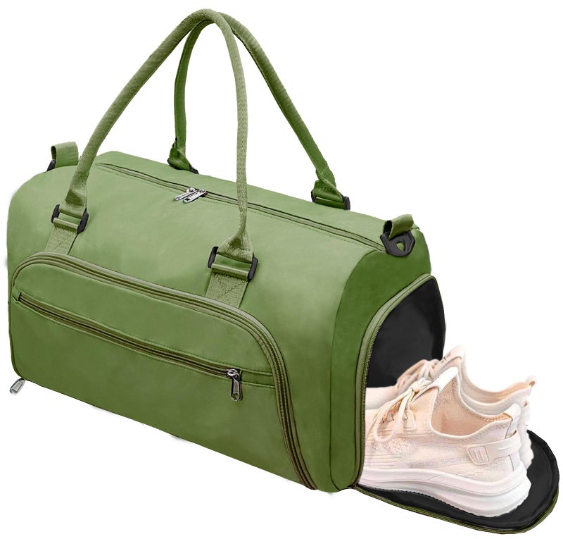 woogwin Small Gym Bag for Men Women with Shoes Wet Compartment Waterproof Duffle Bag for Travel Sports Workout Overnight Weekender177Army Green - Image 2