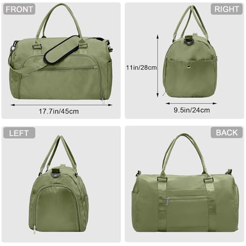 woogwin Small Gym Bag for Men Women with Shoes Wet Compartment Waterproof Duffle Bag for Travel Sports Workout Overnight Weekender177Army Green - Image 3