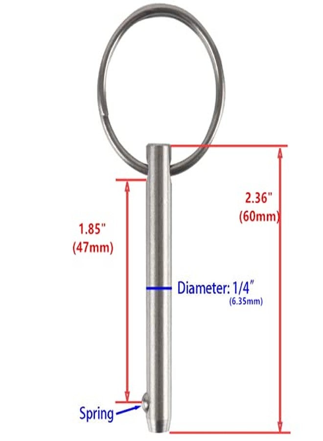 Viefow (4 Pack) Marine Hardware,Simple Insert Quick Release Pin, Diameter 1/4"(6.35mm), Usable Length 1.85"(47mm), Overall Length 2.36"(60mm), Bimini Top Pin - Image 2