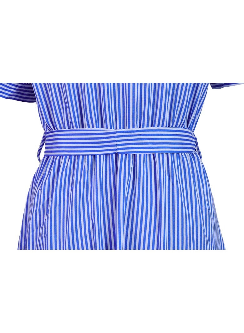 Shougu New Fashionable Striped Short Sleeved Loose Mid Length Dress  - Image 3