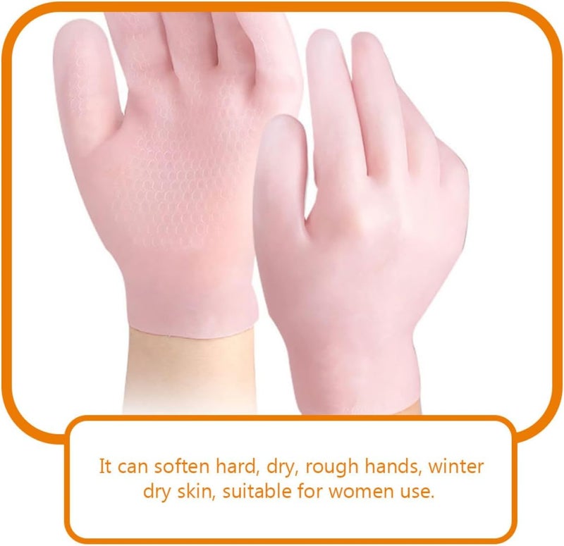 1 Pair Moisturizing Gloves for Women Light Rose Dry Hand Treatment Gloves Overnight Hydrating for Sensitive Skin Care - Image 3