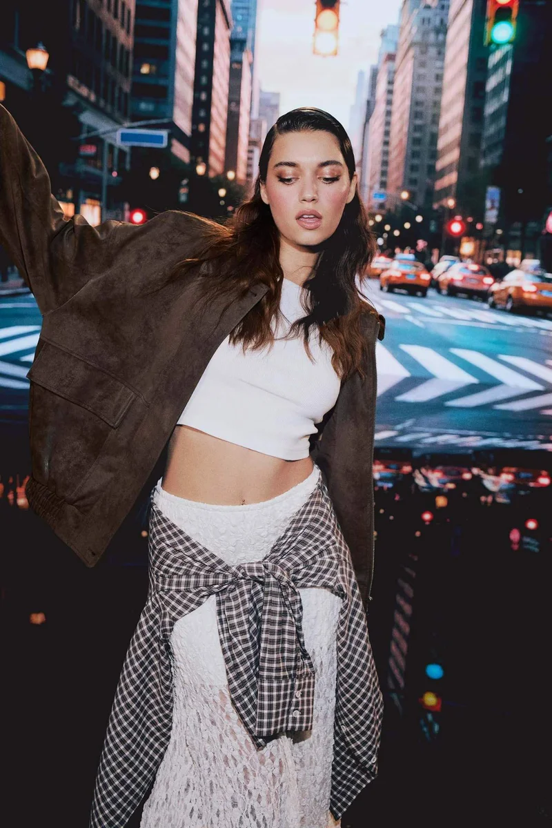 ديفاكتو A Line Lace High Waist Maxi Knitted Skirt
