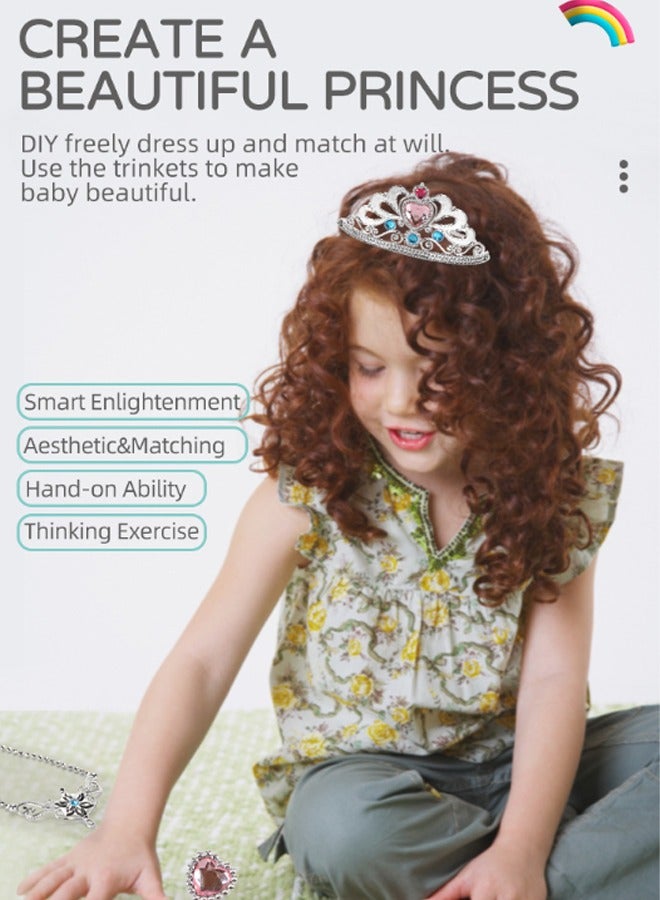 ألعاب تلبيس الأميرات للبنات من عمر 3 إلى 8 سنوات - مجموعة أحذية كريستالية بكعب عالٍ وتاج وقلادة وهاتف ومجوهرات قابلة للارتداء - ألعاب لعب الأدوار كهدية لحفلات أعياد الميلاد، وإكسسوارات لعب التظاهر للأطفال - Image 4