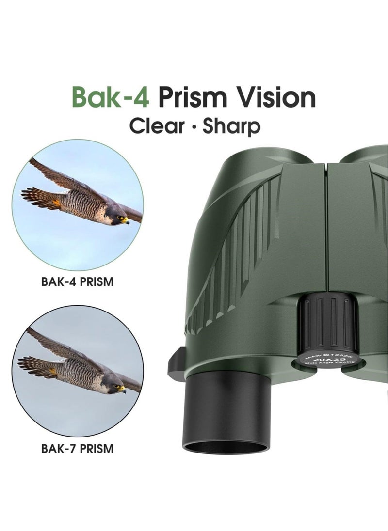 Generic - Rodcirant Binoculars 20x25 for Adults and Kids, High Power Easy Focus Binoculars with Low Light Vision, Compact Binoculars for Bird Watching and Travel (Green) - Image 1