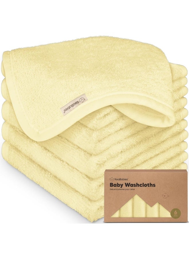 KeaBabies 6-Pack Baby Washcloths - Soft viscose from Bamboo Washcloth, Baby Wash Cloths for Newborn, Kids, Bath Baby Towels, Face Towel, Face Cloths for Washing Face (Sunshine) - Image 1