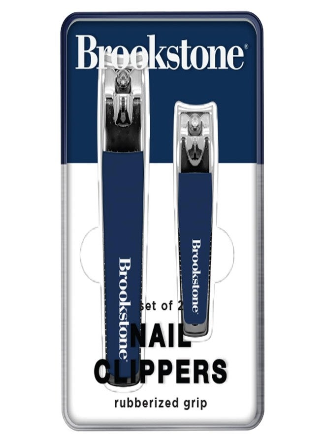Brookstone Nail Clippers for Men and Women - Premium Stainless Steel Nail Clipper and Nail Cutter with Rubberized Non-Slip Grip, Precision Grooming Set Includes Two Nail Clippers and Case - Image 3