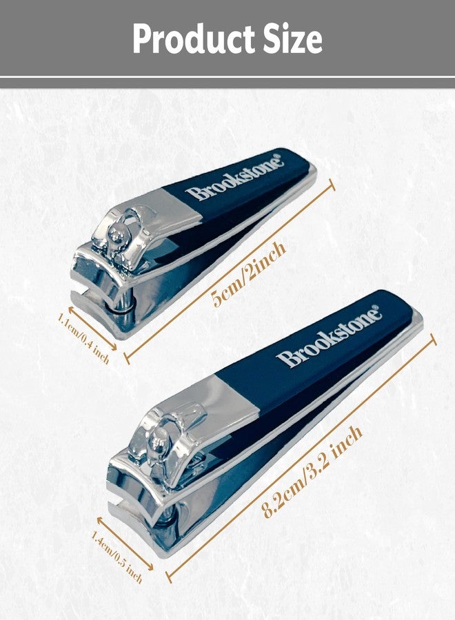 Brookstone Nail Clippers for Men and Women - Premium Stainless Steel Nail Clipper and Nail Cutter with Rubberized Non-Slip Grip, Precision Grooming Set Includes Two Nail Clippers and Case - Image 4