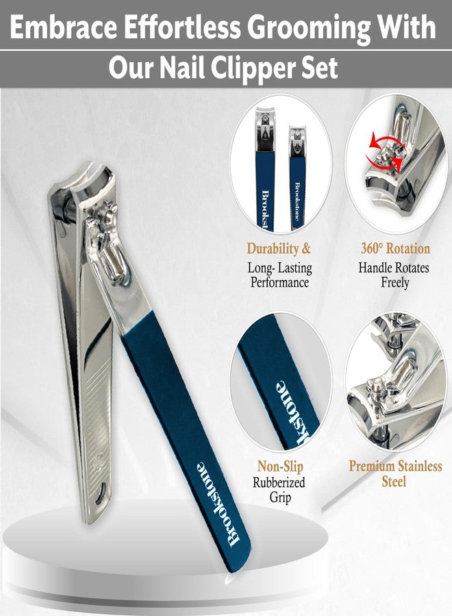 Brookstone Nail Clippers for Men and Women - Premium Stainless Steel Nail Clipper and Nail Cutter with Rubberized Non-Slip Grip, Precision Grooming Set Includes Two Nail Clippers and Case - Image 5