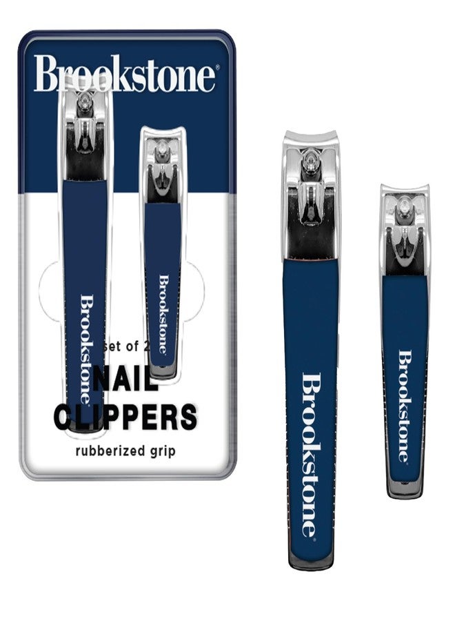 Brookstone Nail Clippers for Men and Women - Premium Stainless Steel Nail Clipper and Nail Cutter with Rubberized Non-Slip Grip, Precision Grooming Set Includes Two Nail Clippers and Case - Image 1