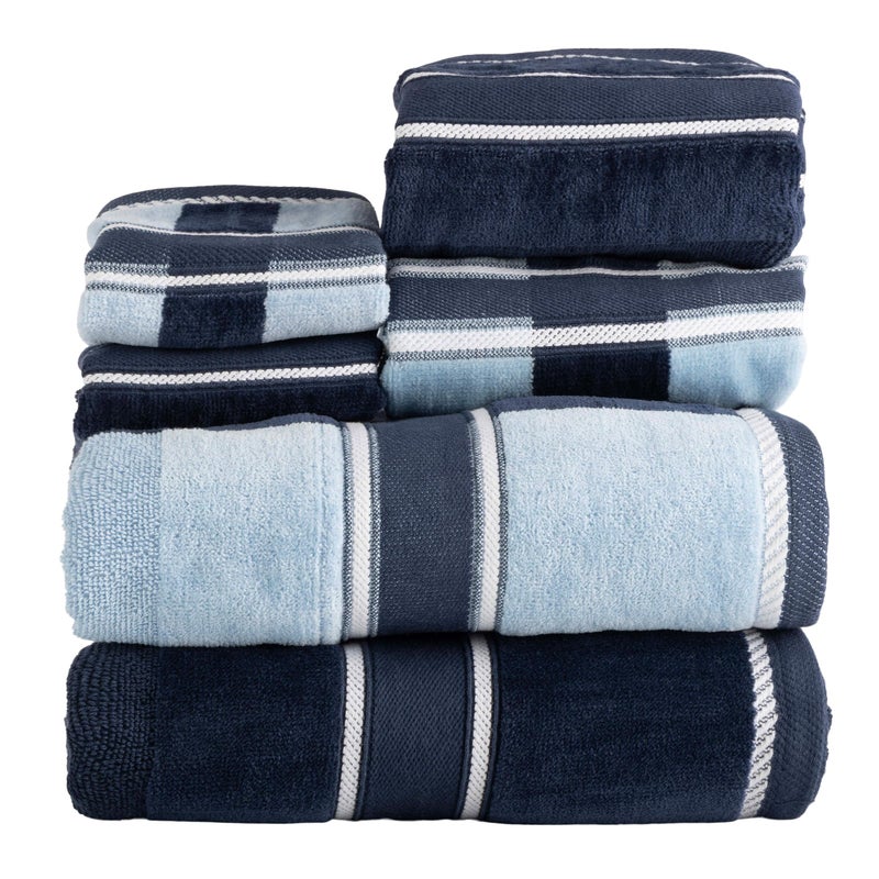 Lavish Home 6 Piece Bathroom Towels Set - 525 GSM 100% Cotton Bathroom Accessories - 2 Bath Sheets, 2 Hand Cloths , and 2 Wash Cloths - Soft Towel Set for Shower, Gym, Dorm, and Spa (Navy) - Image 1