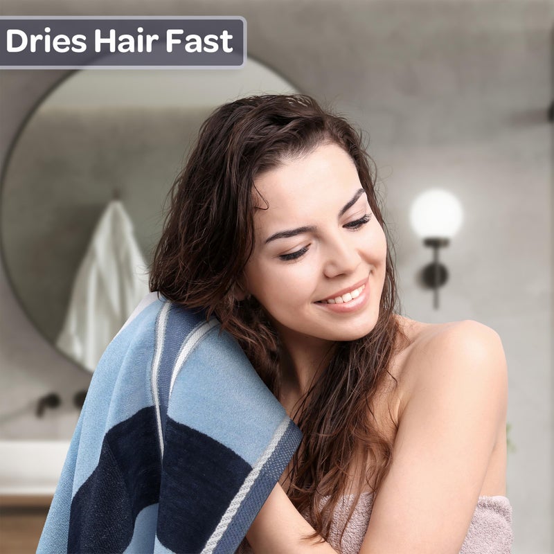 Lavish Home 6 Piece Bathroom Towels Set - 525 GSM 100% Cotton Bathroom Accessories - 2 Bath Sheets, 2 Hand Cloths , and 2 Wash Cloths - Soft Towel Set for Shower, Gym, Dorm, and Spa (Navy) - Image 3