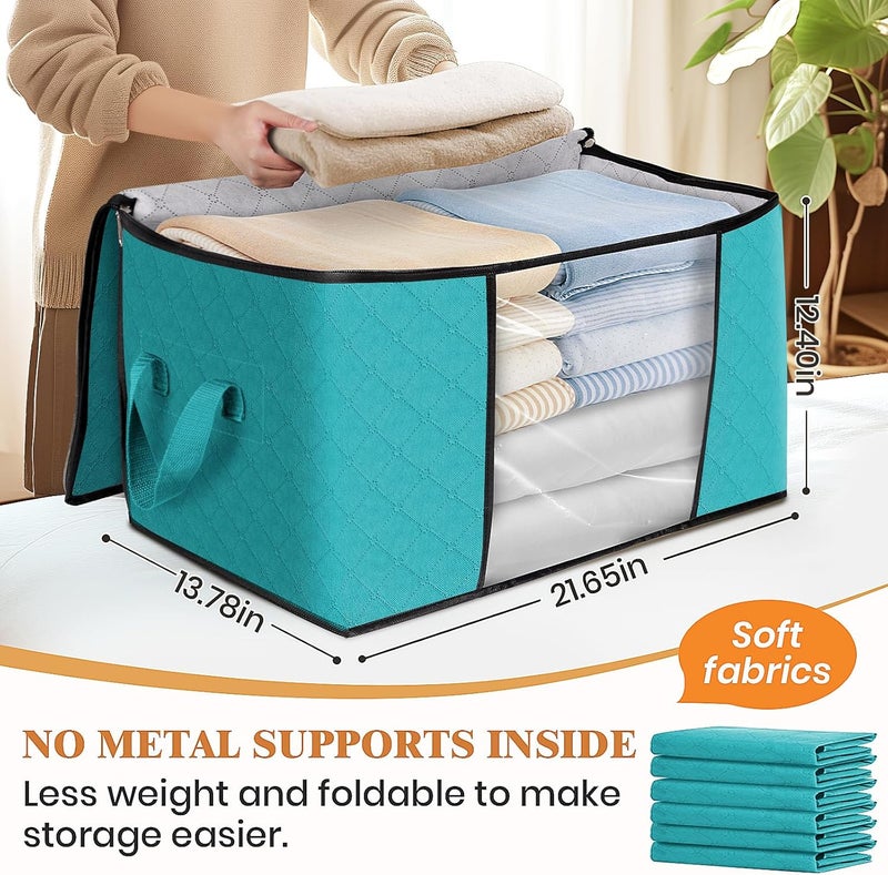 Fab totes Storage Bags,Clothes Blanket Storage Bins Foldable Closet Organizers with Reinforced Handle for Home Dorm Storage and Organization,Fabric Bags for Organizing Sheets,Clothing (Green,8 Pack) - Image 2