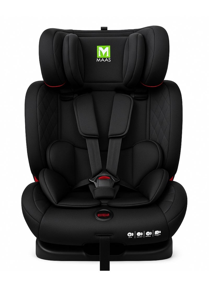 ماس مقعد سيارة للأطفال من عمر 0 ​​إلى 12 سنة مع أوضاع للاستلقاء مختلفة ومسند رأس قابل للتعديل لمجموعة الأطفال 0+/1/2/3 (0-36 كجم/0-12 سنة) - Image 2