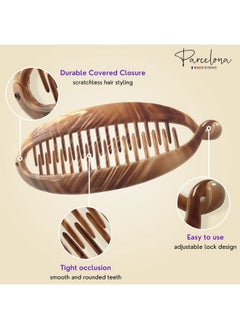 Parcelona French Beige In The Air Light Tortoise Shell 5.5" Celluloid Interlocking Ponytail Holder Strong No Slip Clips Fishtail Flexible Banana Hair Clips Combs For Women And Girls Made In France  - Image 3