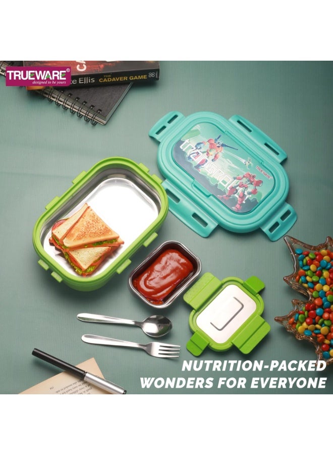 Trueware POKO Junior Steel Lee Pu Insulated Hot Lunch Box 600ML Big Container and 150 ML Veggie Container | BPA Free | Food Grade | Keep Food hot - Image 4