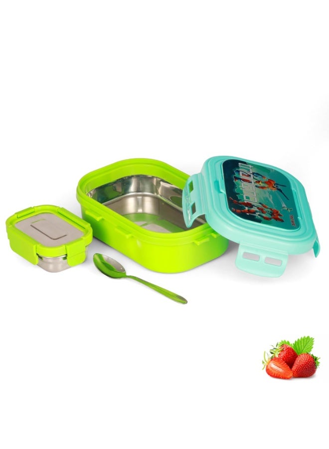 Trueware POKO Junior Steel Lee Pu Insulated Hot Lunch Box 600ML Big Container and 150 ML Veggie Container | BPA Free | Food Grade | Keep Food hot - Image 1