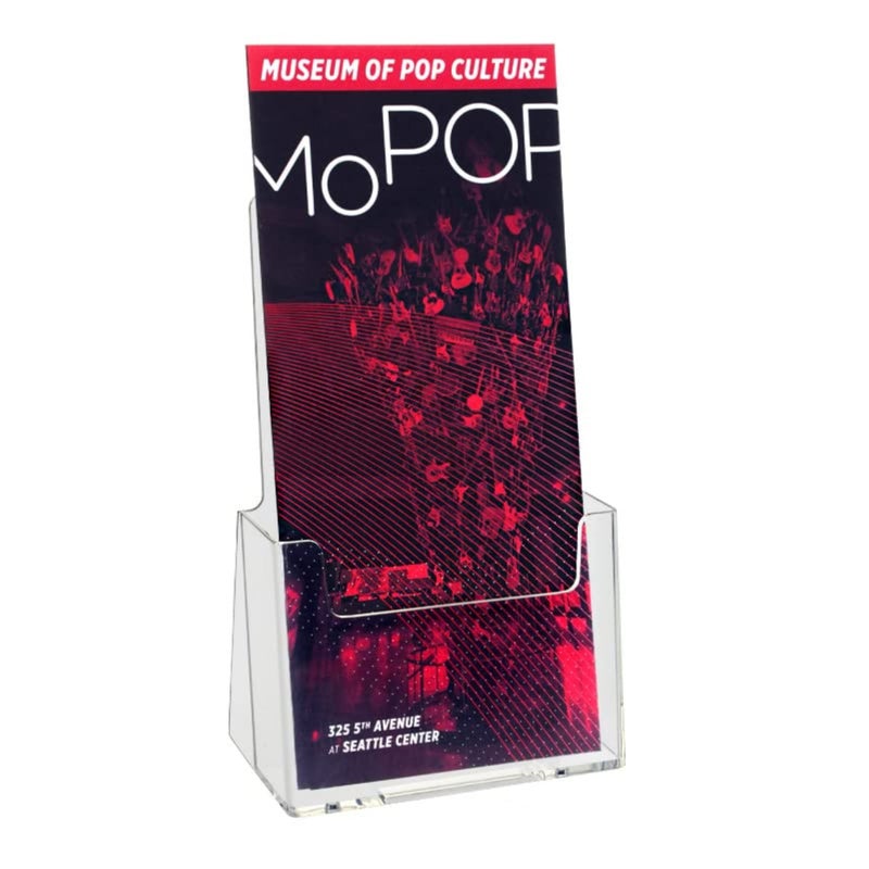SourceOne Brochure Holder for 4” x 9” Trifold Booklets – Clear Acrylic Countertop Organizer - Image 2