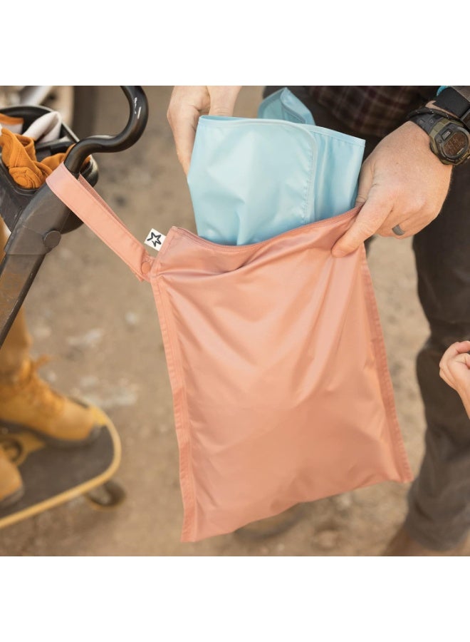 Tiny Twinkle Mess Proof Wet Bags | 2-Pack Reusable Waterproof Wet Bags for Swimsuits | Baby Clothes | Travel & Diaper Bag (Taupe, Dandelion) - Image 2