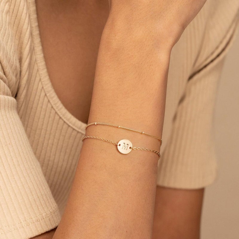 MONOZO Gold Initial Bracelets for Women Birthday Gifts, 18K Gold Plated Layered Letter Initial Bracelet Jewelry Dainty Disc Letter K Initial Charm Bracelets for Women Birthday Jewelry Gifts for Her - Image 5