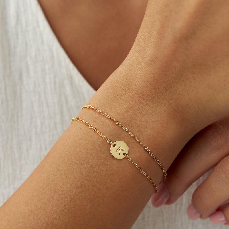 MONOZO Gold Initial Bracelets for Women Birthday Gifts, 18K Gold Plated Layered Letter Initial Bracelet Jewelry Dainty Disc Letter K Initial Charm Bracelets for Women Birthday Jewelry Gifts for Her - Image 4