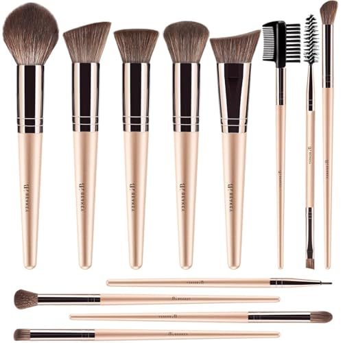 BEAKEY Vegan Makeup Brush Set Soft Synthetic Brushes for Foundation  Eyeshadow HighDensity Precise Easy to Clean Durable Handles