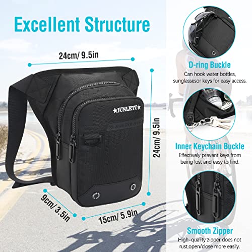 HUANLANG Drop Leg Bag for Men Women Motorcycle Leg Bags Tactical Fanny Pack Outdoor Waterproof Thigh Bag with Leg Strap Removable Leg Harness Bag for Hiking Climbing Cycling Fishing Riding Travel - Image 4