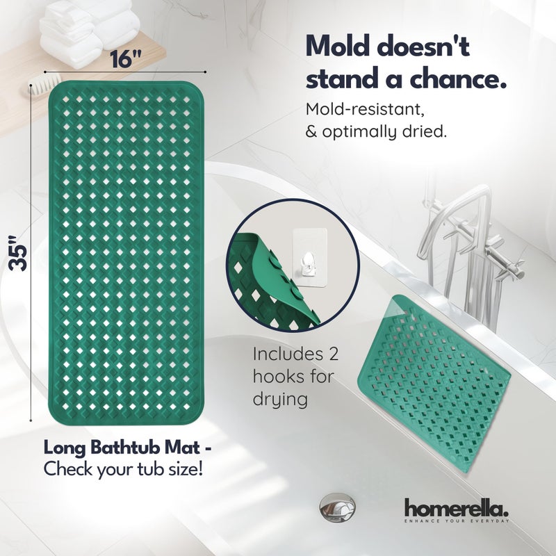 Homerella Bathtub Mat Non Slip 35x16 - homerellaÂ® Bath Mat Incl. Hooks for Drying, Extra Long, 100% BPA Free, Shower Mat Non Slip Anti Mold, Machine Washable, Shower Mats for Inside Shower Mildew Resistant - Image 3
