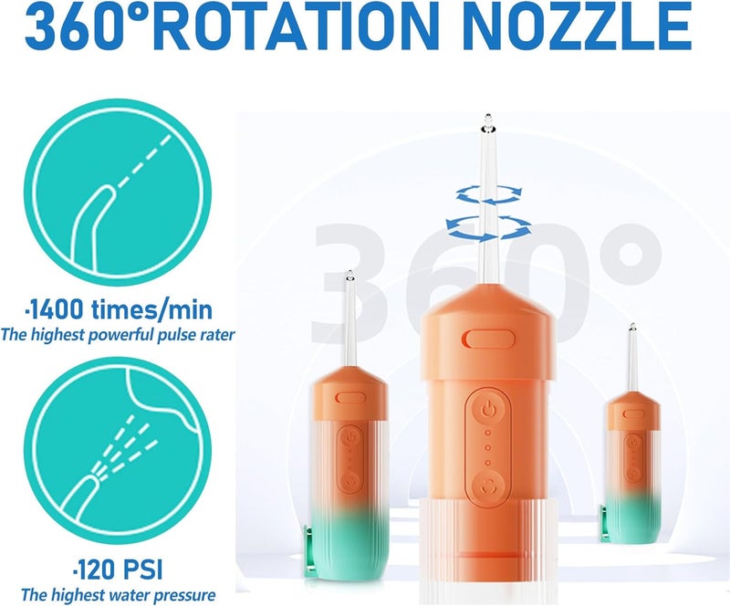 houscly Portable Water Flosser for Teeth Travel Mini Small Water Flosser Compact Electric Oral Irrigator Dental Flossing for Teeth Cleaning Cordless Advanced Tonsil Stone Kids Adults Braces - Image 4