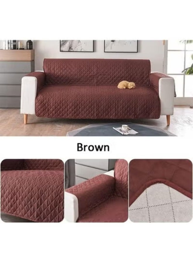Aikenn Reversible Couch Cover For 3 Cushion Couch Sofa Cover For Dogs Water Resistant Furniture Protector Cover With Foam Sticks Elastic Straps For Pet Cat  Anti-Scratch Sofa Cover (Brown 2-Seat)  - Image 3