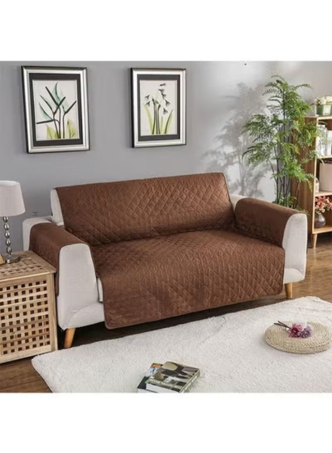 Aikenn Reversible Couch Cover For 3 Cushion Couch Sofa Cover For Dogs Water Resistant Furniture Protector Cover With Foam Sticks Elastic Straps For Pet Cat  Anti-Scratch Sofa Cover (Brown 2-Seat)  - Image 4