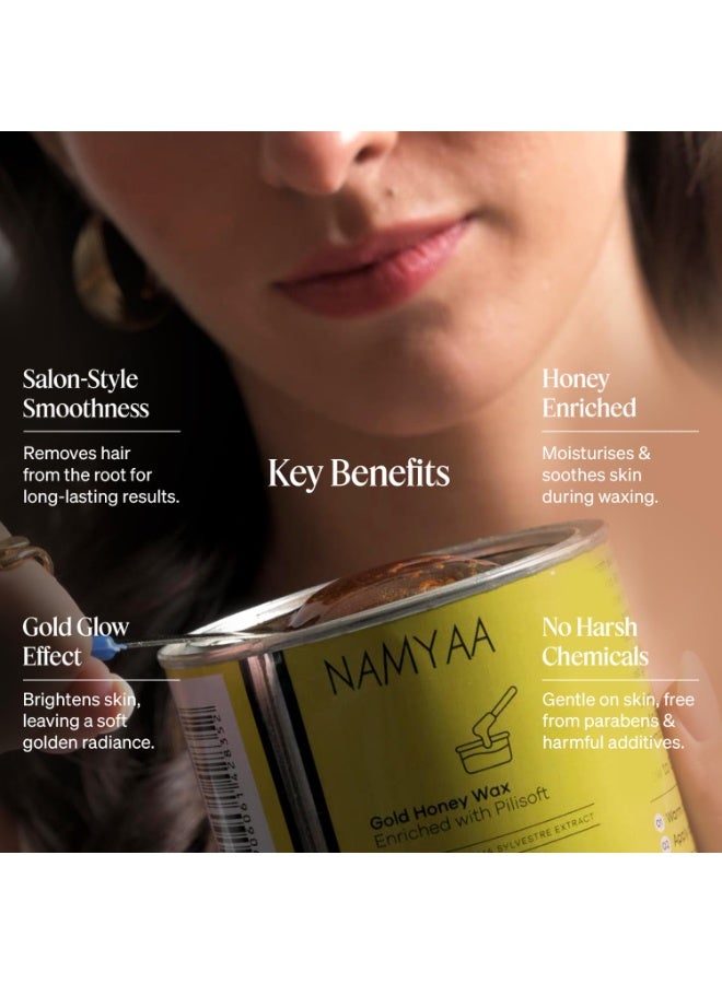 Namyaa Gold Honey Wax 600gm | Painless Wax For Removing Tan, Dead Skin From Legs, Arms, Underarms | Gold Sheen Wax For Women | Suitable For All Skin Types, Pack of 1 - Image 2
