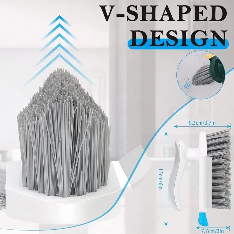 AVMPHD 4 in 1 Tile Grout Cleaner Brush with Squeegee, V-Shape Gap Scrub Brush Crevice Cleaning Brush Tools, Multifunctional scrubbing Floor Brush for Cleaning(Pack of 1) - Image 4