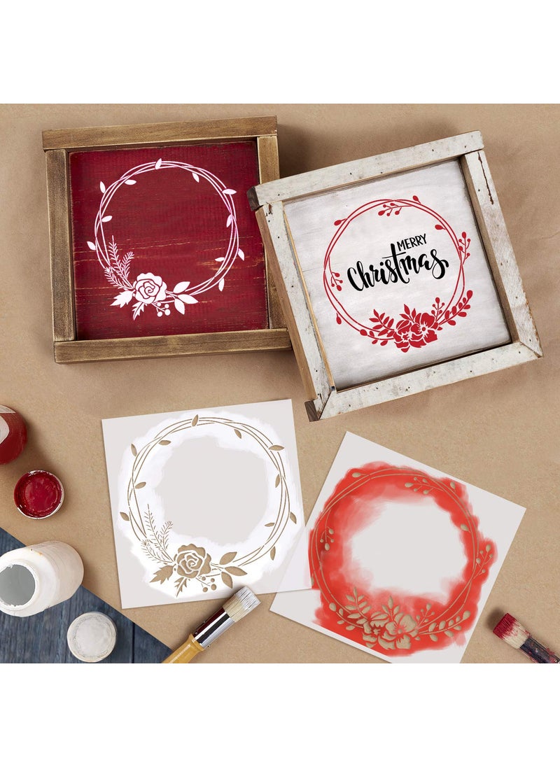 G GSS Designs GSS Designs Wreath Stencil (2 Pack)- Reusable Template Rose Floral Stencil for Painting on Wood Sign (12x12Inch) - DIY Craft Rustic Farmhouse Porch Decor (SL-091)  - Image 3