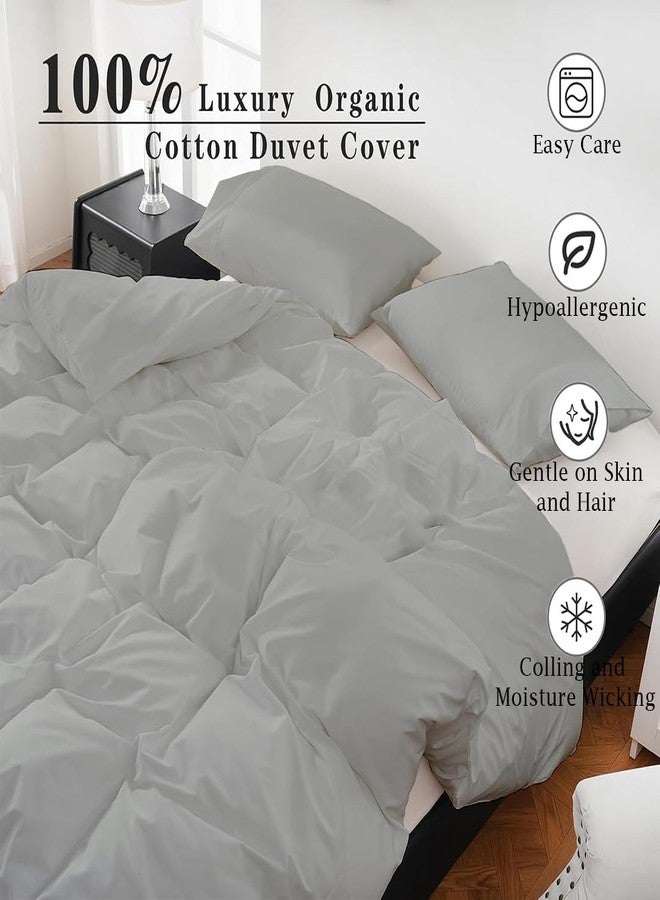 ARlinen Oversize King Duvet Cover Set, 100% Egyptian Cotton, 3 Piece Bedding Set with Zipper Closure, Includes 1 Light Grey Duvet Cover (120x98 inches) and 2 Pillow Cases (20x40 inches) - Image 5