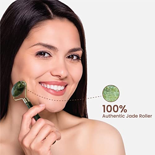 ZEXREL Facial Massager Jade Roller & Gua Sha Tool 100% Natural Himalayan Stone for Face Neck Healing Skin Wrinkles & Face Eye Neck Foot Manual Massage For Women -(Stone - 1) - Image 2
