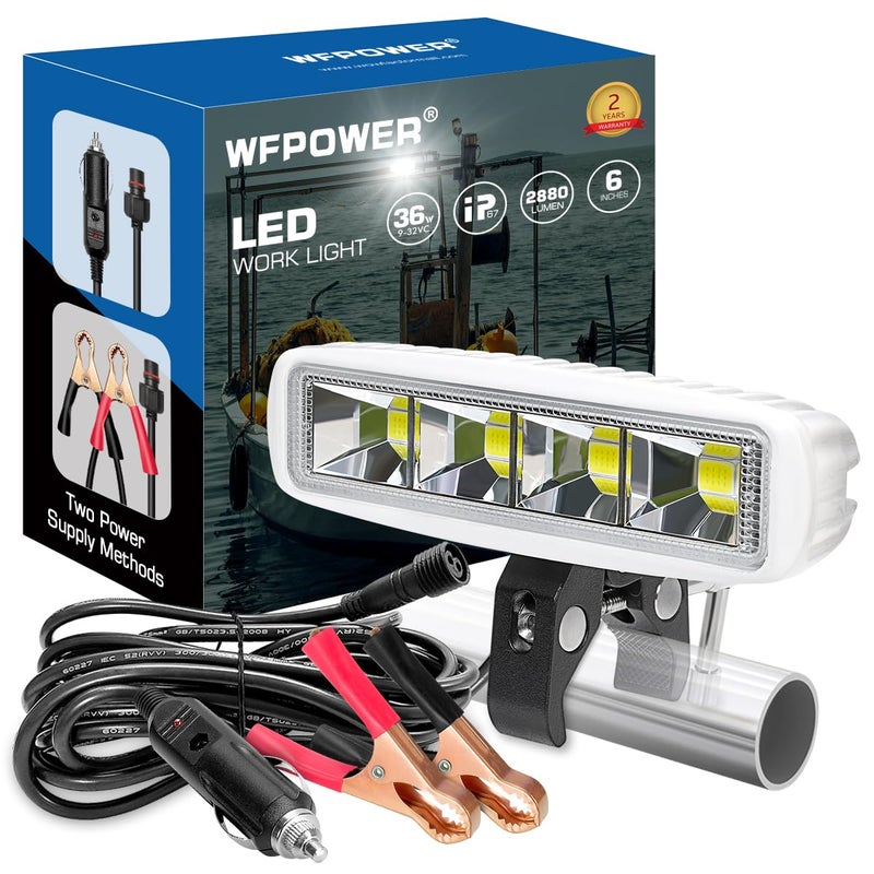 WFPOWER Clamp on Boat Spotlights Flexible LED Spreader Marine Spotlights Waterproof 6 inch Deck Dock Spot Light Bar for Boat Accessories Fishing TTop Truck SUV ATV 12V - Image 2