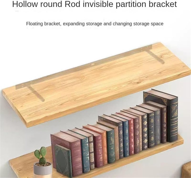 Black Heavy Duty Floating Shelf Bracket 6Pcs Hidden Wall Support Rod - Image 4