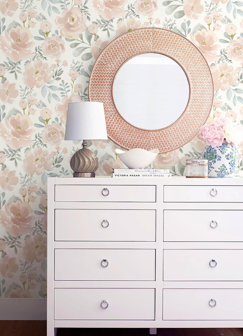 Micpolo Peel and Stick Wallpaper Floral Pink Wall Paper Modern Contact Paper Removable Wallpaper Self-Adhesive for Bathroom Bedroom Kitchen Wall Decor 17.3" x 78.7" - Image 2