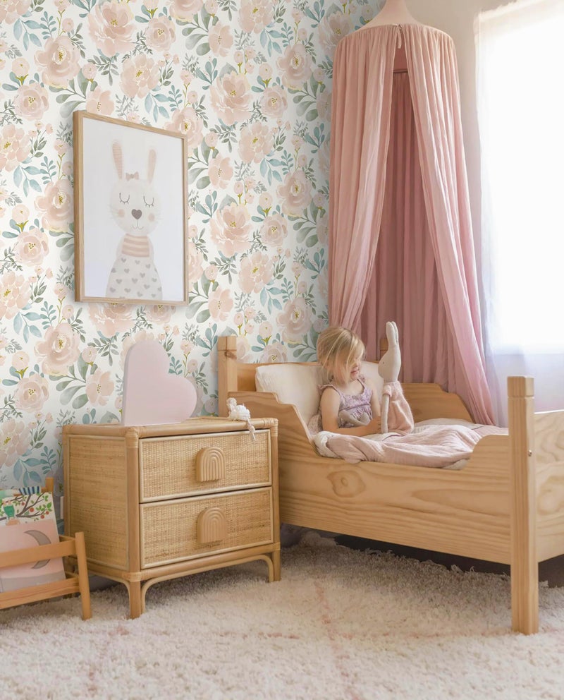 Micpolo Peel and Stick Wallpaper Floral Pink Wall Paper Modern Contact Paper Removable Wallpaper Self-Adhesive for Bathroom Bedroom Kitchen Wall Decor 17.3" x 78.7" - Image 4
