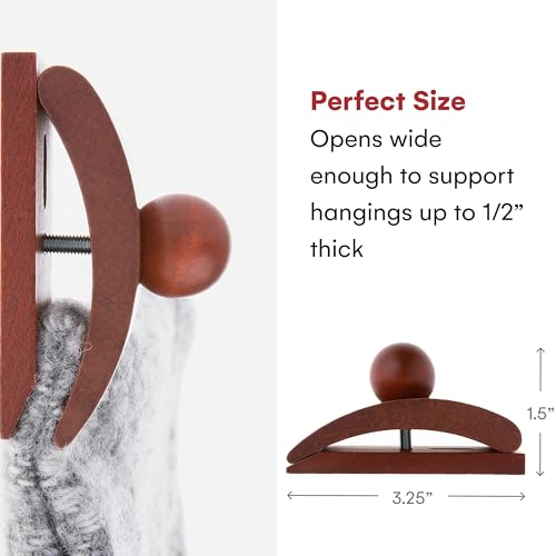 Precision Quilting Tools Classy Clamps Wooden Quilt Hangers - 4 Large Clips (Dark) and Screws for Wall Hangings. Hang up and Display Quilts, Tapestries, Rugs, Fiber Art, and More! (CLADARKLG) - Image 3
