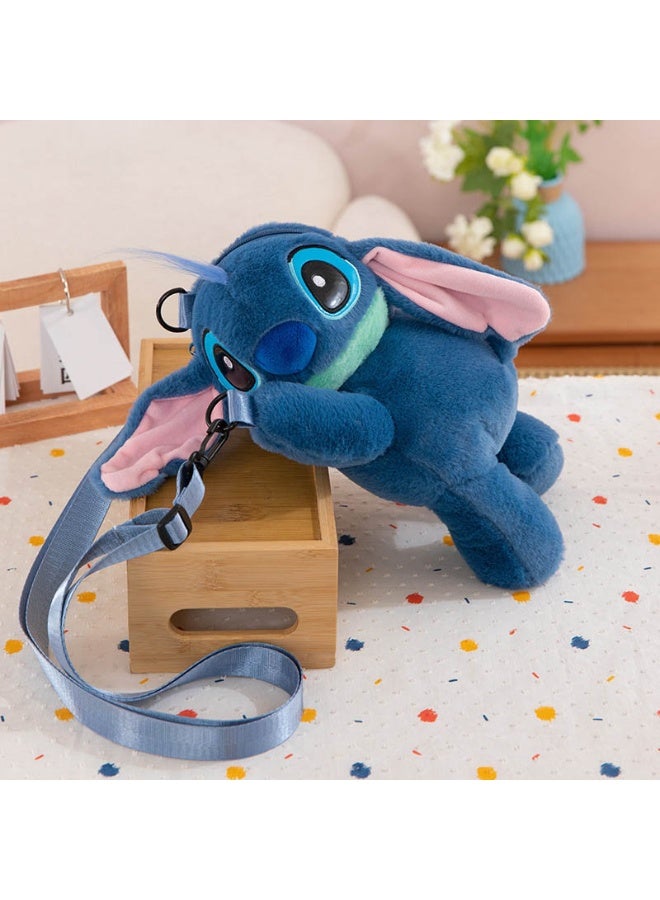 حقيبة دمية غرزة زرقاء حقيبة ظهر قطيفة حقيبة زينة للأطفال - Image 1