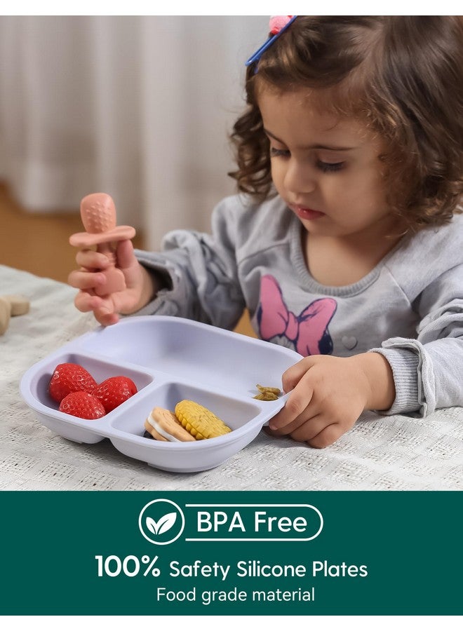 BABELIO Powerful Suction Plates for Baby and Toddler, 100% Food Grand Silicone, Divided, BPA Free, Microwave & Dishwasher Safe, Stay Put, 3 Pack - Image 3
