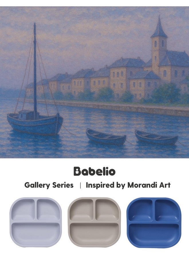 BABELIO Powerful Suction Plates for Baby and Toddler, 100% Food Grand Silicone, Divided, BPA Free, Microwave & Dishwasher Safe, Stay Put, 3 Pack - Image 2