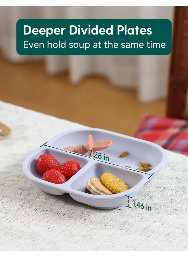 BABELIO Powerful Suction Plates for Baby and Toddler, 100% Food Grand Silicone, Divided, BPA Free, Microwave & Dishwasher Safe, Stay Put, 3 Pack - Image 5